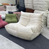 Vacuum-Packed, Comfy Mid Century Togo Lounge Sofa Modern Backrest White Corduroy Armless Retro Decorative Cozy Seat for Indoor - 45-Degree Angle