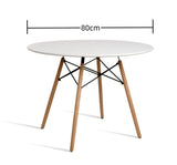 Wood Dining Table for 2-4 People,80cm DIA Modern Round Kitchen Table with Wood Legs for Dining Room, Living Room and Kitchen - Top-Down View