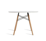 Wood Dining Table for 2-4 People,80cm DIA Modern Round Kitchen Table with Wood Legs for Dining Room, Living Room and Kitchen - 45-Degree Angle