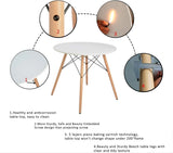 Wood Dining Table for 2-4 People,80cm DIA Modern Round Kitchen Table with Wood Legs for Dining Room, Living Room and Kitchen - Rear View