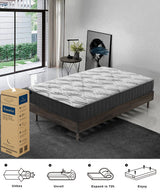 LUNALAND Easeful Eco Spay Foam Pocket Spring 20CM Double Hybrid Mattress - Rear View