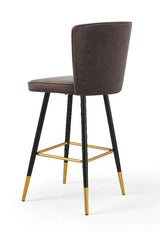 Modern Bar Chair Leather Stool Counter Brown Mid-Century Wood x 2 - Top-Down View