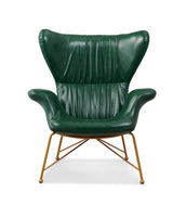 Vintage Butterfly Armchair with Gold Steel Legs Green - Side View