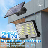 KagoLing Solar Lights Outdoor 202 LED Motion Sensor Lights IP65 Waterproof 120 Degree Beam Angle Solar Garden Lights 2 Pack with 5M Cable - Front View
