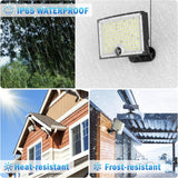 KagoLing Solar Lights Outdoor 202 LED Motion Sensor Lights IP65 Waterproof 120 Degree Beam Angle Solar Garden Lights 2 Pack with 5M Cable - Side View