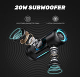 Compact Waterproof Bluetooth Speaker with LED Lights, 24H Playtime, Bluetooth 5.3, 360° Sound for Outdoor Adventures - Rear View