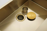 2024 Brushed brass gold single long bowl drainer stainless steel 304 kitchen sink - Front View