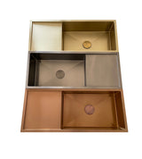 2024 Brushed Copper single long bowl drainer stainless steel 304 kitchen sink - Top-Down View