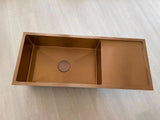 2024 Brushed Copper single long bowl drainer stainless steel 304 kitchen sink - Front View