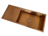 2024 Brushed Copper single long bowl drainer stainless steel 304 kitchen sink - Side View