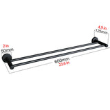 Luxurious Brushed Nickel Stainless Steel 304 Towel Rack Rail - Double Bar 600mm - Front View