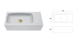 New Concrete Cement Wash Basin Counter Top Matte Light Grey Wall Hung Curved Basin - Front View