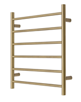 Premium Brushed Gold Heated Towel Rack - 6 Bars, Round Design, AU Standard, 650x620mm Wide