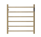 Premium Brushed Gold Heated Towel Rack with LED control- 6 Bars, Round Design, AU Standard, 650x620mm Wide