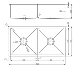 2023 Burnished Brass Gold stainless steel 304 double bowl kitchen sink - Close-Up Angle
