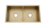 2023 Burnished Brass Gold stainless steel 304 double bowl kitchen sink - Front View
