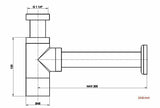 2023 Brushed Nickel p trap ROUND BOTTLE TRAP 32/40 mm WASTE for wall hung basin vanit - Side View