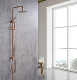 2023 Brushed Rose Gold Copper Solid Stainless Steel 304 made shower set w diverter 200 mm head sprayer hand held head - Front View