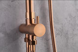 2023 Brushed Rose Gold Copper Solid Stainless Steel 304 made shower set w diverter 200 mm head sprayer hand held head - 45-Degree Angle