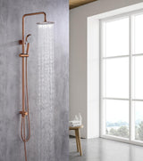 2023 Brushed Rose Gold Copper Solid Stainless Steel 304 made shower set w diverter 200 mm head sprayer hand held head - Rear View
