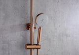 2023 Brushed Rose Gold Copper Solid Stainless Steel 304 made shower set w diverter 200 mm head sprayer hand held head - Close-Up Angle