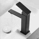 2021 Square Cube style basin mount tap low faucet Matte Black tap mixer spout - Front View
