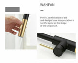 2023 Brushed Gold Spout Matte Black pull out with spray function kitchen mixer tap faucet - Side View