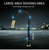 2023 Brushed Gold Spout Matte Black pull out with spray function kitchen mixer tap faucet - Top-Down View