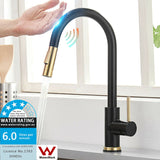 2023 Brushed Gold Spout Matte Black pull out with spray function kitchen mixer tap faucet - 45-Degree Angle