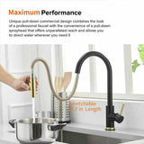2023 Brushed Gold Spout Matte Black pull out with spray function kitchen mixer tap faucet - Extra Image