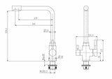 2023 Brushed Brass Gold L shape 3 way filter water kitchen mixer tap faucet Stainless steel Made PVD plated - Side View