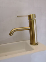 2020 New slim round style basin mount tap low faucet matte black tap mixer spout - Top-Down View
