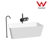 2021 New Marble Stone handle matte black wall taps 1/4 turn matte black pattern - Side View