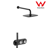 2021 New Marble Stone handle matte black wall taps 1/4 turn matte black pattern - Top-Down View