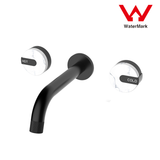 2021 New Marble Stone handle matte black wall taps 1/4 turn matte black pattern - Rear View
