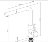 2023 Brushed Nickel Stainless steel L shape pull out with spray function spring kitchen mixer tap faucet Stainless steel Made PVD plated - Side View