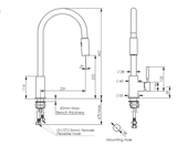 2023 Brushed Nickel Pull out Kitchen tap solid stainless steel made - Front View