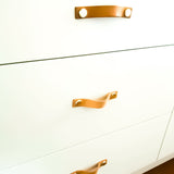 100% Genuine Leather Door Knob Cabinet Kitchen Drawer Handle Pull laundry gold - Extra Image