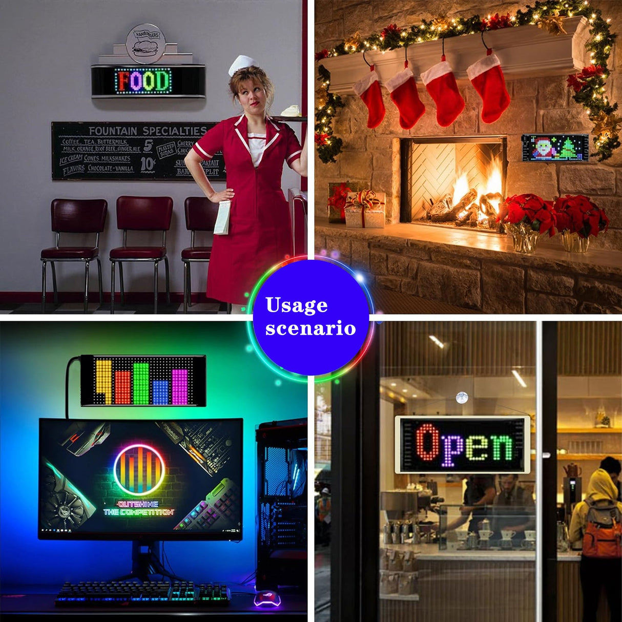 Programmable LED Matrix Panel Flexible Screen IP65 with APP Control 70*173mm