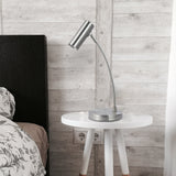 Sarla Modern Adjustable Table Lamp - Satin Chrome Finish - Low Angle