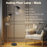 Audrey Adjustable Floor Lamp - Sleek Black Design - Close-Up Angle