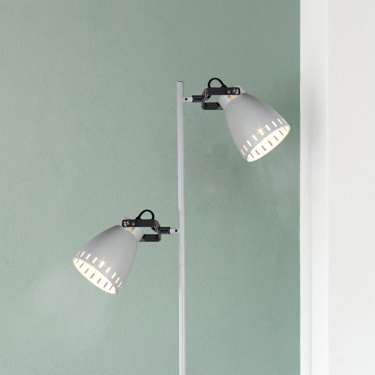 Audrey Adjustable Dual-Head Floor Lamp - White