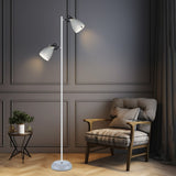 Audrey Adjustable Dual-Head Floor Lamp - White - Close-Up Angle