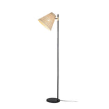 Yvette Natural Rattan & Black Metal Floor Lamp
