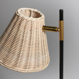 Yvette Natural Rattan & Black Metal Floor Lamp