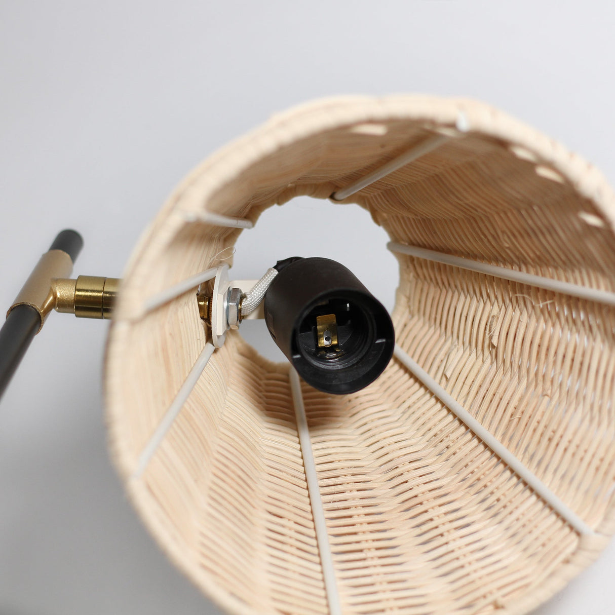 Yvette Natural Rattan & Black Metal Floor Lamp