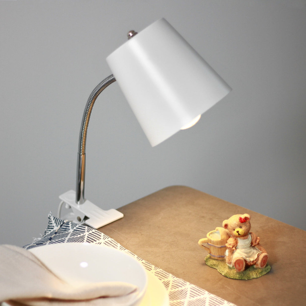 Ellie Adjustable Clip-On Table Lamp in White