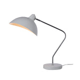 Modern White Abby Table Lamp with Chrome Accents - Front View