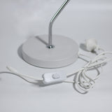 Modern White Abby Table Lamp with Chrome Accents - Rear View