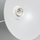 Modern White Abby Table Lamp with Chrome Accents - Close-Up Angle